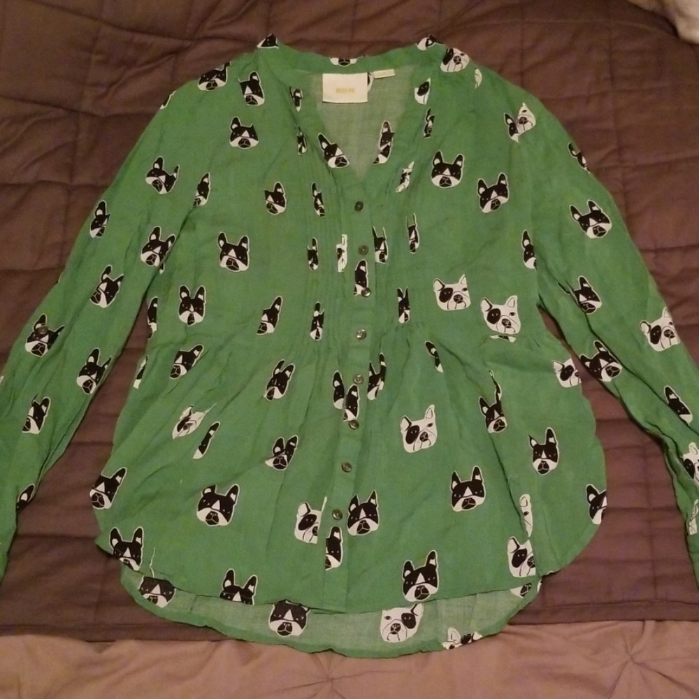 Anthropologie Maeve Boston Terrier Top